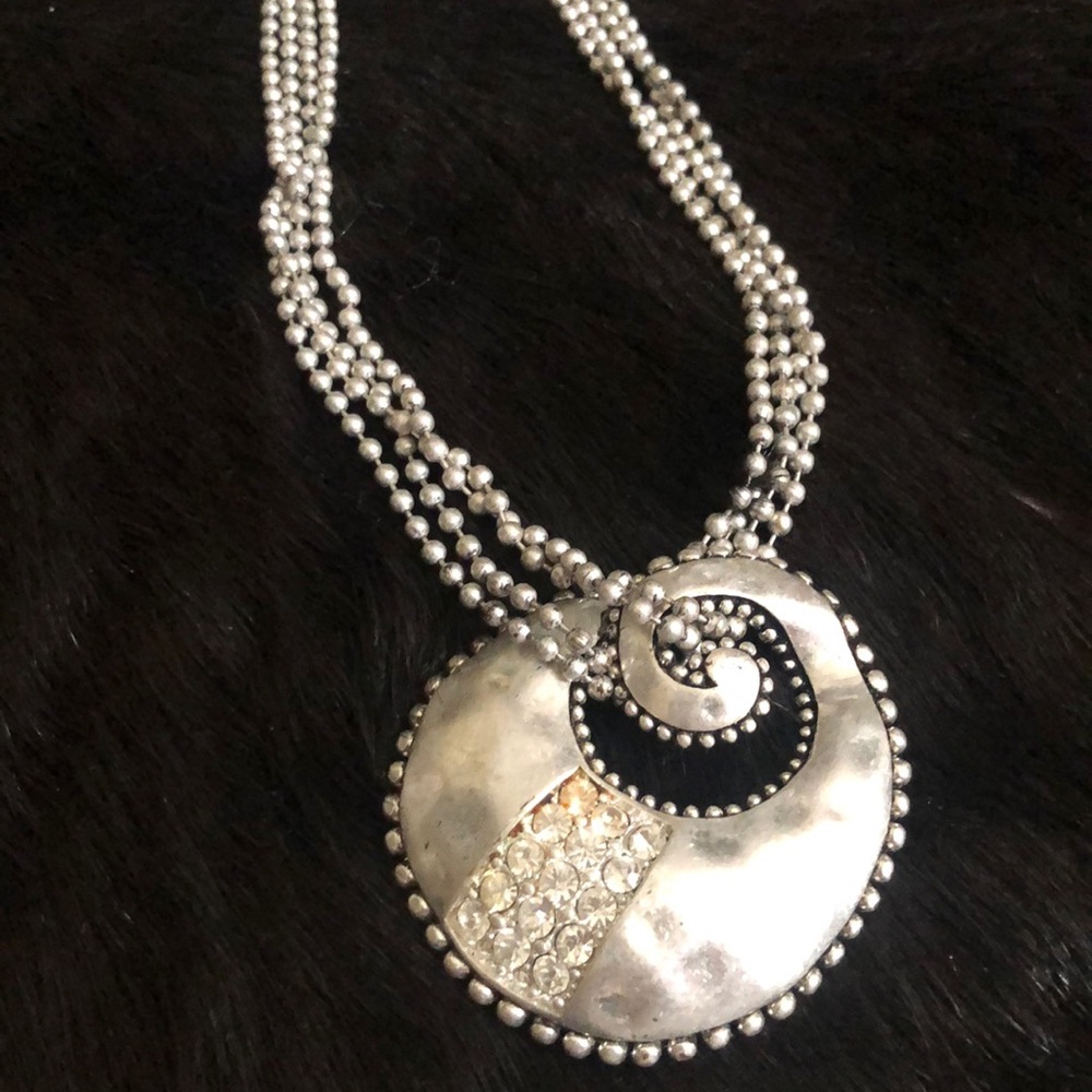 Silver hammered Necklace & Earrings set